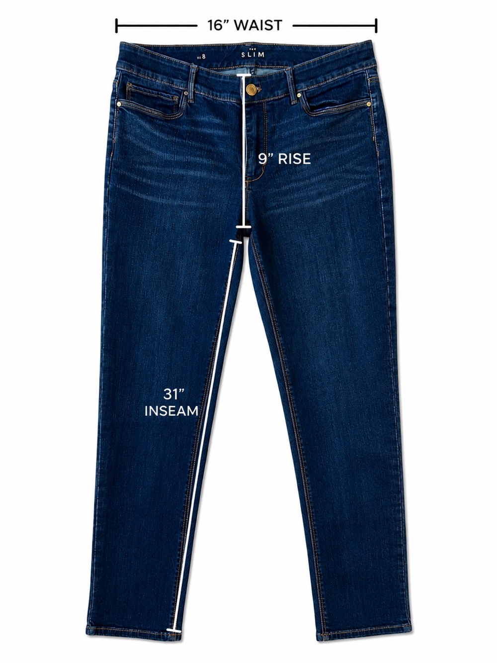 WHBM 31” Slim / Skinny Jeans in Dark Blue Denim, Classic Rise